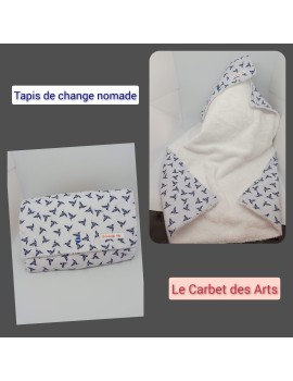 Tapis à  langer  bébé origami bleu